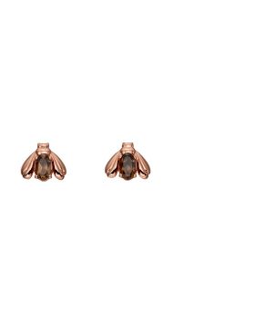 SILVER RGP SMOKEY QTZ BEE STUD EARRINGS