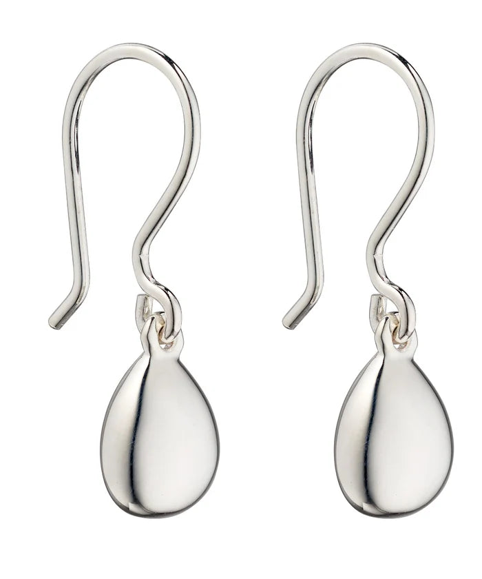 SILVER PEBBLE DROP WIRE HOOK EARRINGS