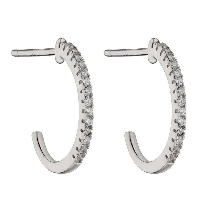 CORE | SILVER CZ BEAD CLAW SML 3/4 HOOP EARRINGS