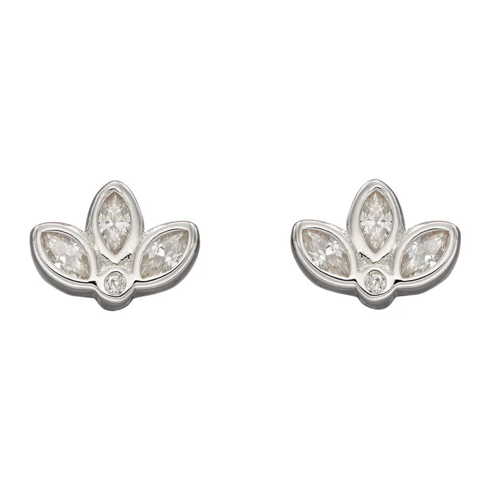 SILVER LEAF CZ STUD EARRING