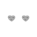 SILVER RHODIUM CZ HEART STUD EARRING