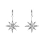 SILVER CZ SET STAR DROP EARRINGS