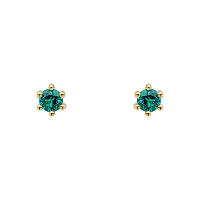 SILVER GP RND GRN CZ SET STUD EARRINGS