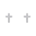 SILVER CZ SML CROSS STUD EARRINGS