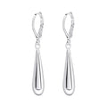 SILVER POLISH ELONG TEARDROP WIRE EARRINGS
