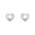 SILV OPEN HEART RIBBED STUD ER