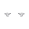 SILVER REALISTIC BEE STUD EARRINGS