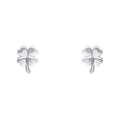 SILVER POLISH FOUR LEAF CLOVER STUD EARRINGS