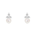 SILVER WHT SHELL PEARL CZ STUD EARRINGS