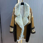 Vintage Suede & Faux Fur Coat in Mustard