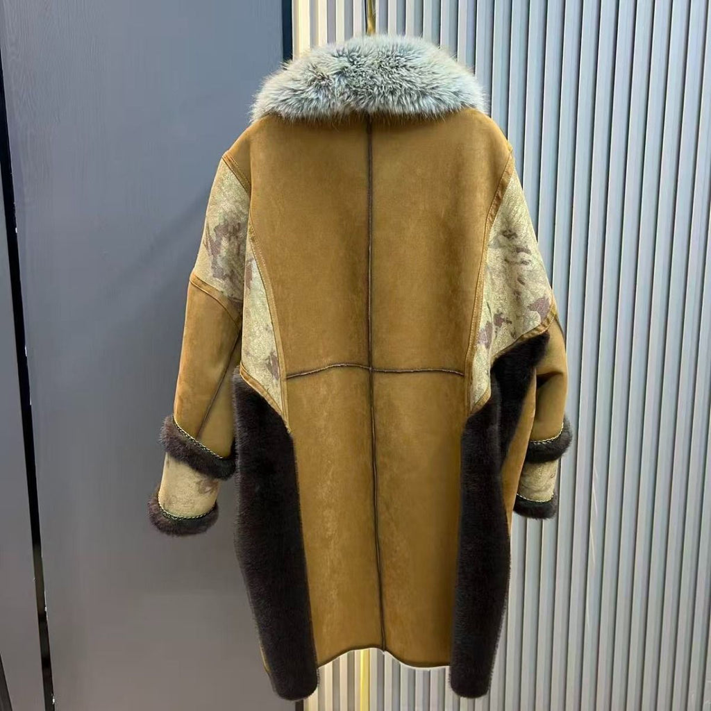 Vintage Suede & Faux Fur Coat in Mustard