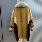 Vintage Suede & Faux Fur Coat in Mustard