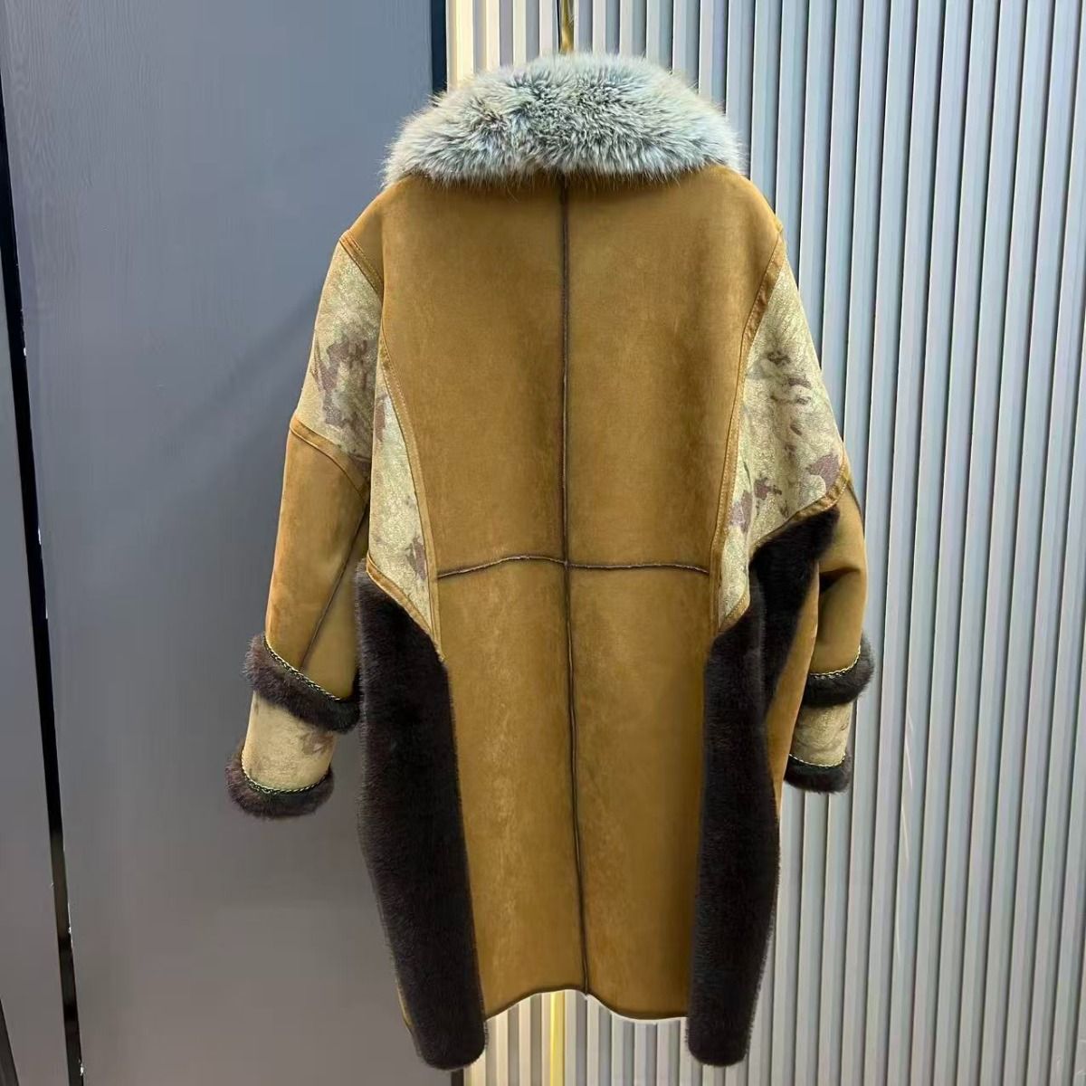Vintage Suede & Faux Fur Coat in Mustard