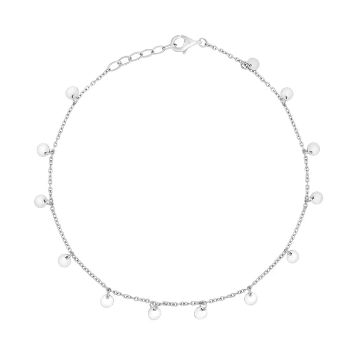 LDS SILVER 10" TRACE DISC DANGLE ANKLET
