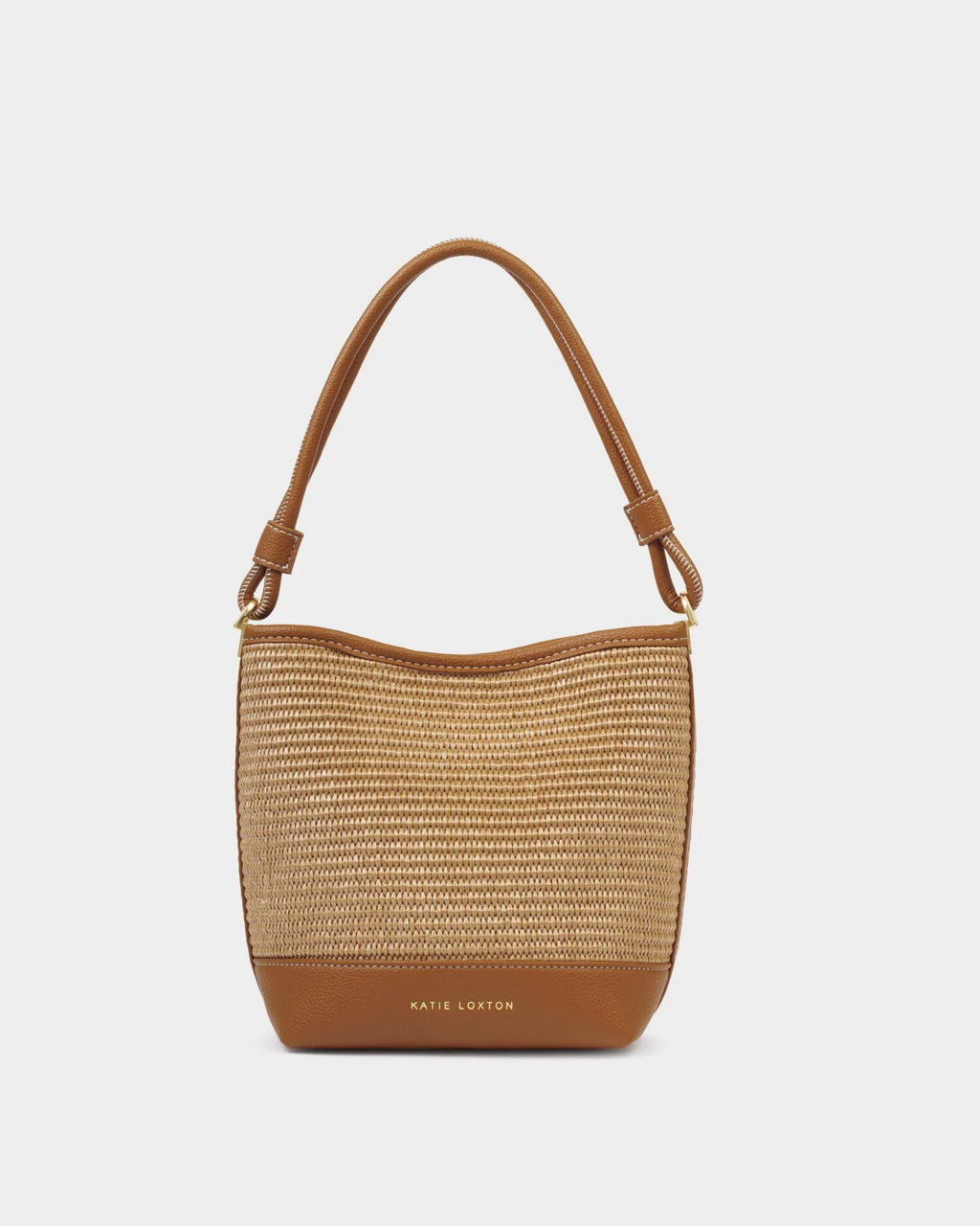 Katie Loxton Natural Raffia & Cognac Sorrento Bucket Bag - Cognac