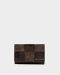 TAYA CHOCOLATE PATENT CRACKLE & SUEDETTE WOVEN LARGE PURSE by Katie Loxton