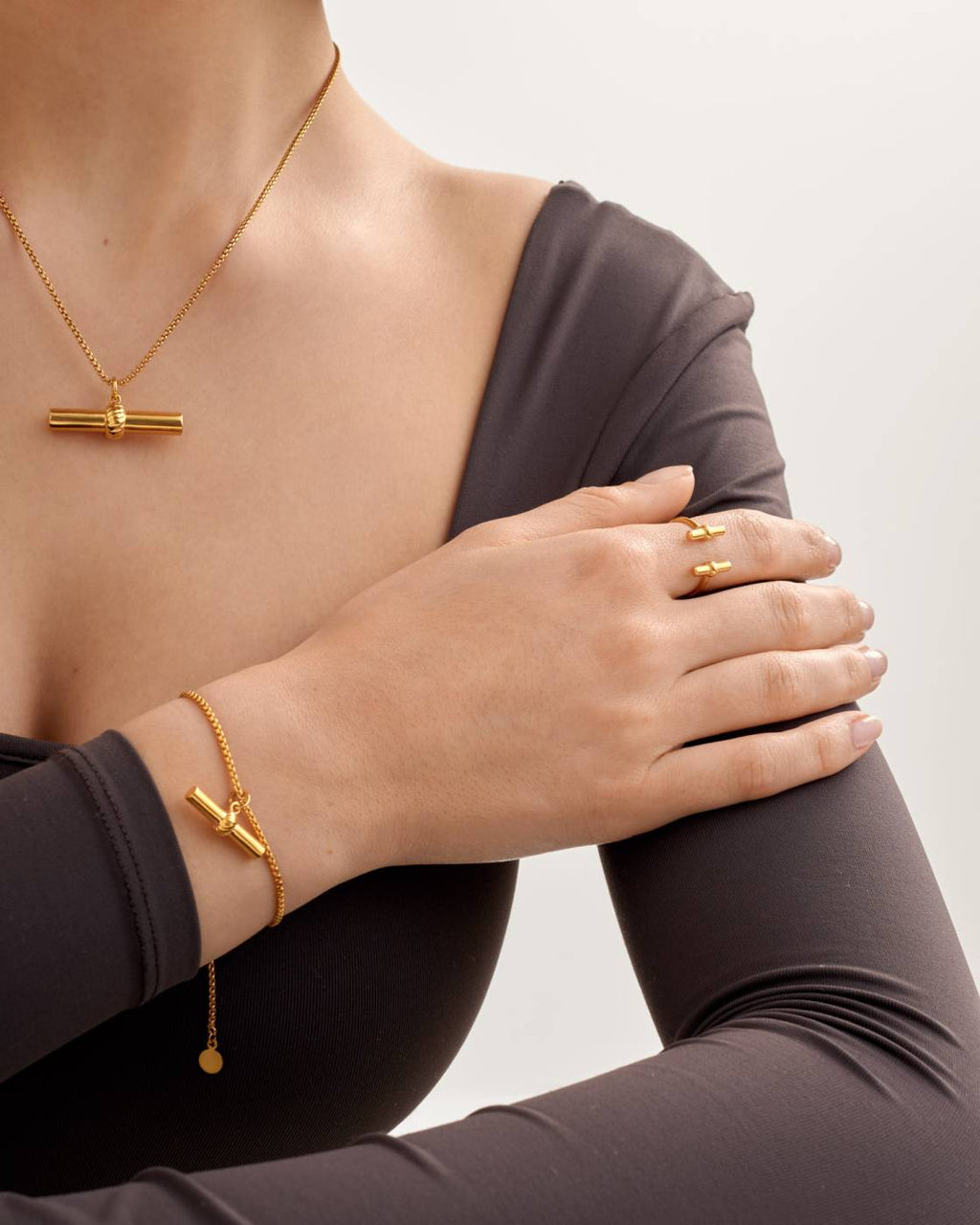 THEMIS LARGE T BAR GP BRACELET by KATIE LOXTON