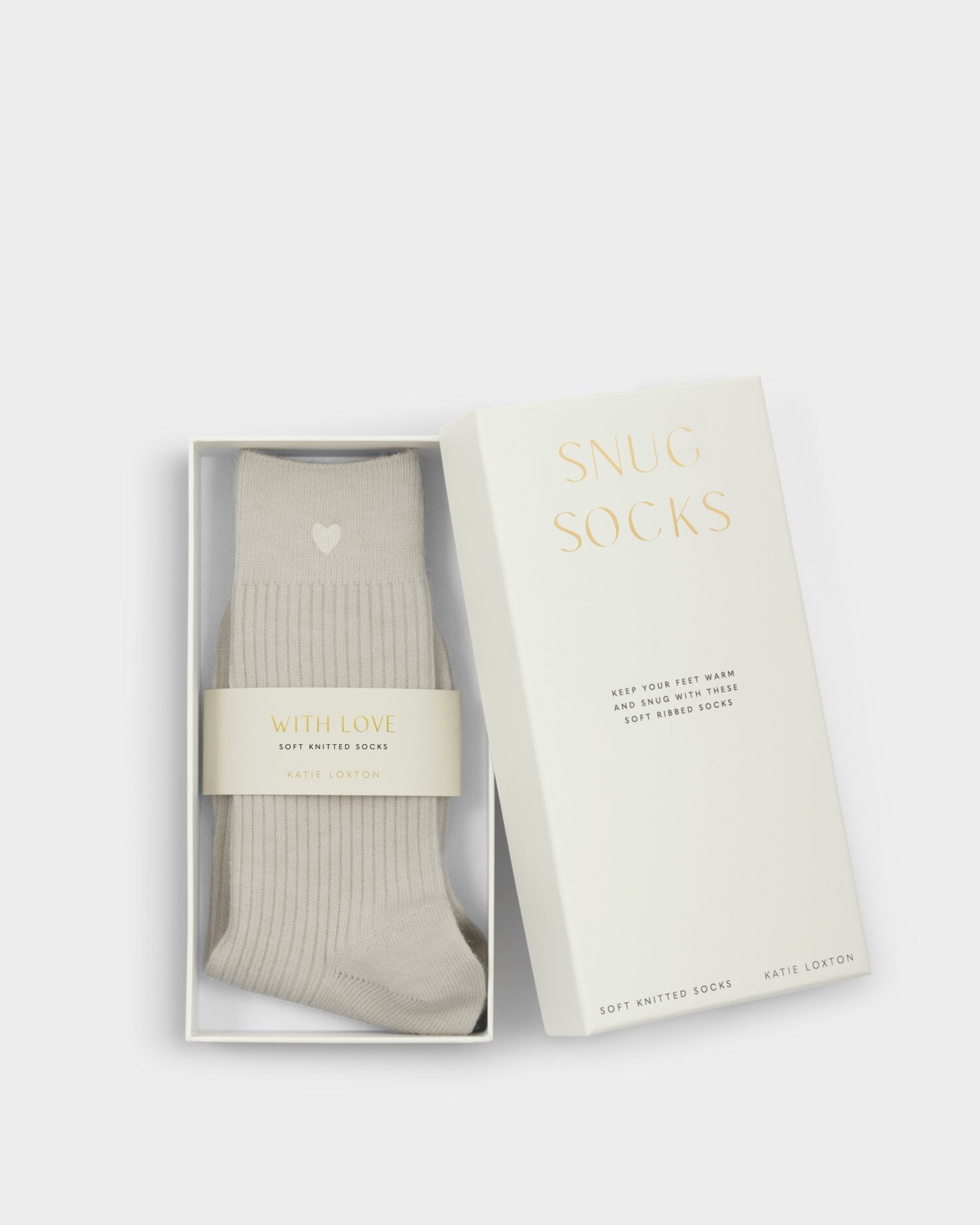 BEIGE HEART OS SOCKS - GIFT BOXED