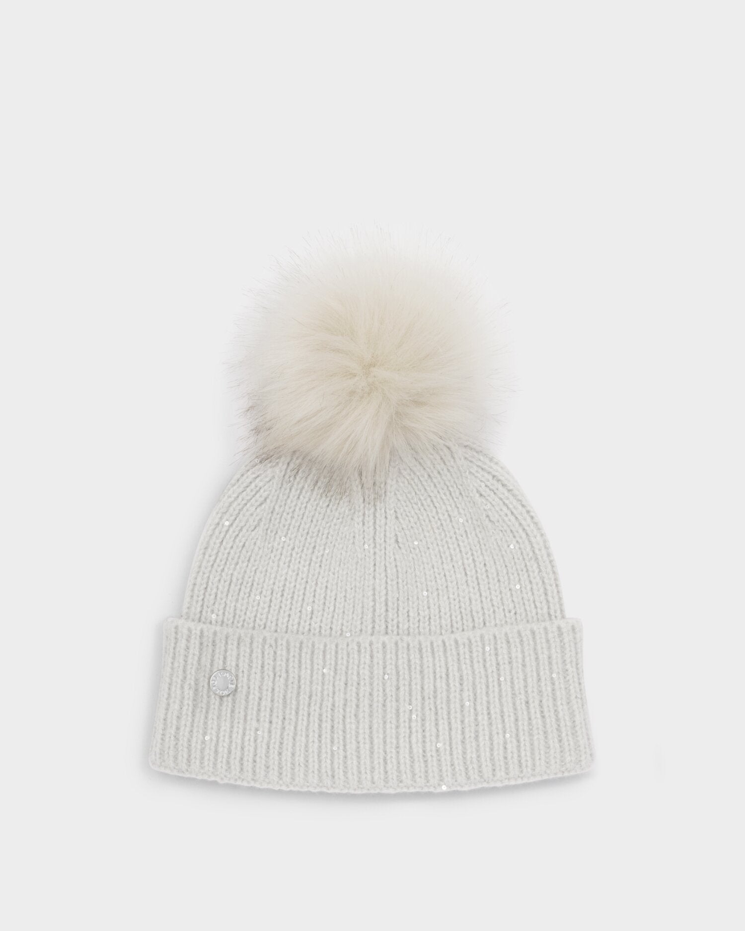 KATIE LOXTON GREY SEQUIN SCATTERED POM POM HAT