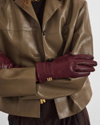 CHERRY WOVEN FAUX LEATHER GLOVES BOXED by KATIE LOXTON