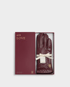 CHERRY WOVEN FAUX LEATHER GLOVES BOXED by KATIE LOXTON