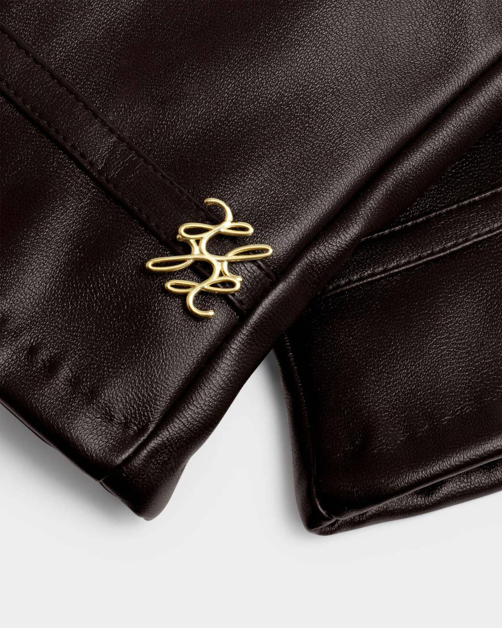 CHOCOLATE BROWN FAUX LEATHER GLOVES BOXED by KATIE LOXTON