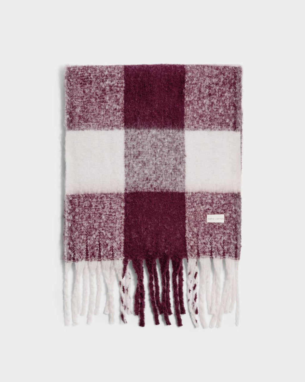 CHERRY CHECKED TASSLE WINTER SCARF
