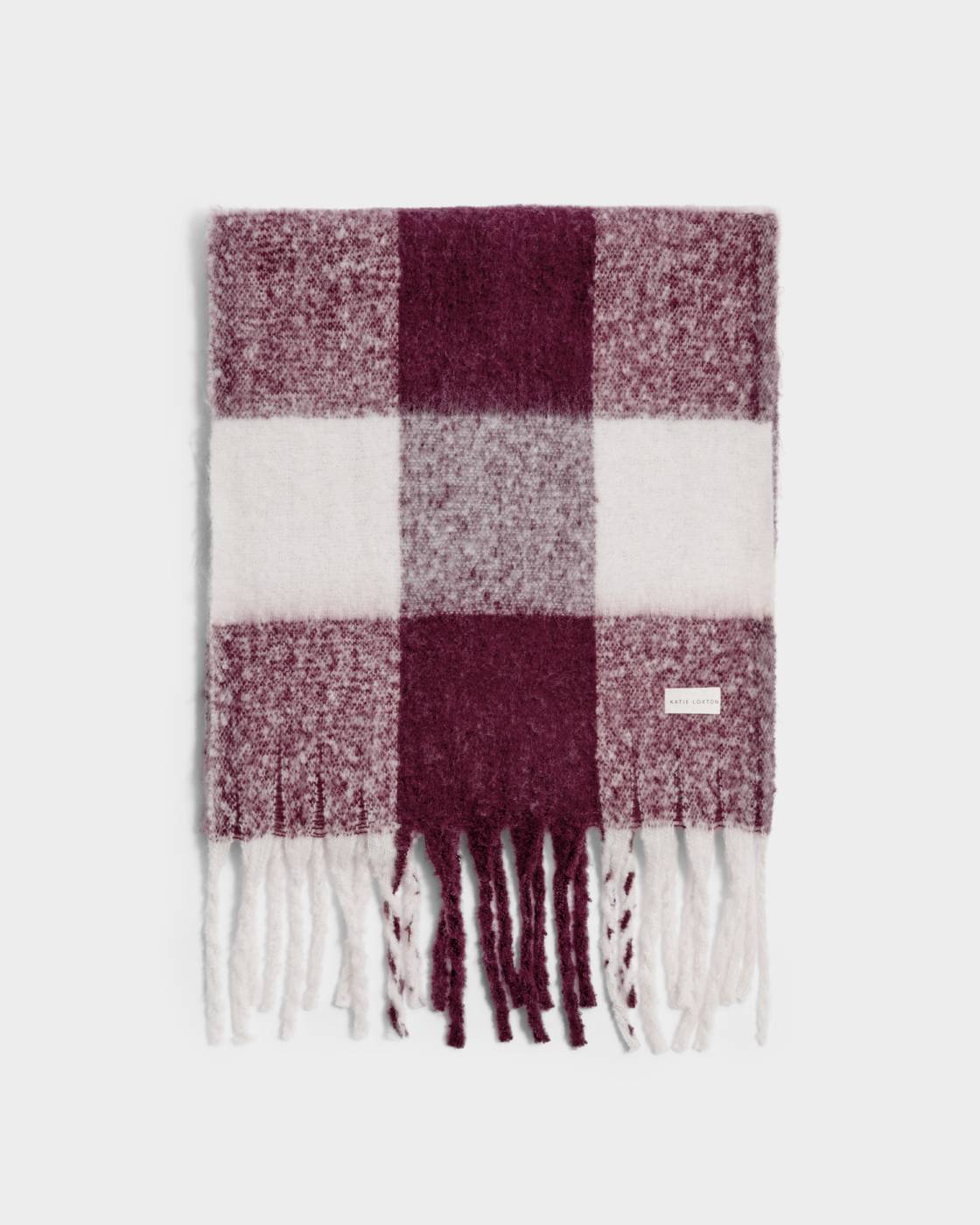 CHERRY CHECKED TASSLE WINTER SCARF
