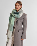 GREEN & GREY CHECKED TASSLE WINTER SCARF