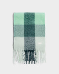 GREEN & GREY CHECKED TASSLE WINTER SCARF