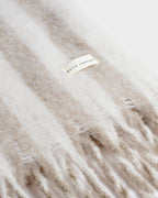 OFF WHITE & SAND STRIPED TASSLE WINTER SCARF