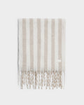 OFF WHITE & SAND STRIPED TASSLE WINTER SCARF