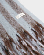 BLUE & BROWN STRIPED TASSLE WINTER SCARF by Katie loxton