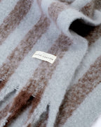 BLUE & BROWN STRIPED TASSLE WINTER SCARF by Katie loxton