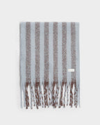 BLUE & BROWN STRIPED TASSLE WINTER SCARF by Katie loxton