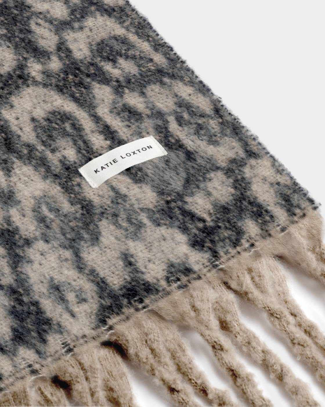 LEOPARD TAUPE & CHOCOLATE TASSLE WINTER SCARF