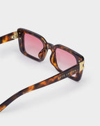 DARK TORTOISEHELL FRAME MALIBU RECTANGULAR SUNGLASSES by KATIE LOXTON