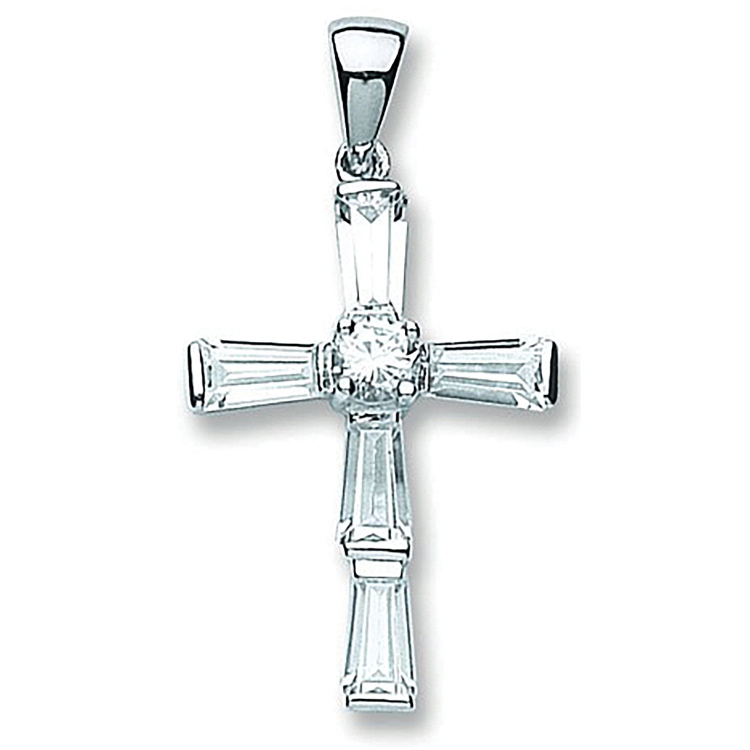 SILVER SMALL FANCY CZ CROSS PENDANT