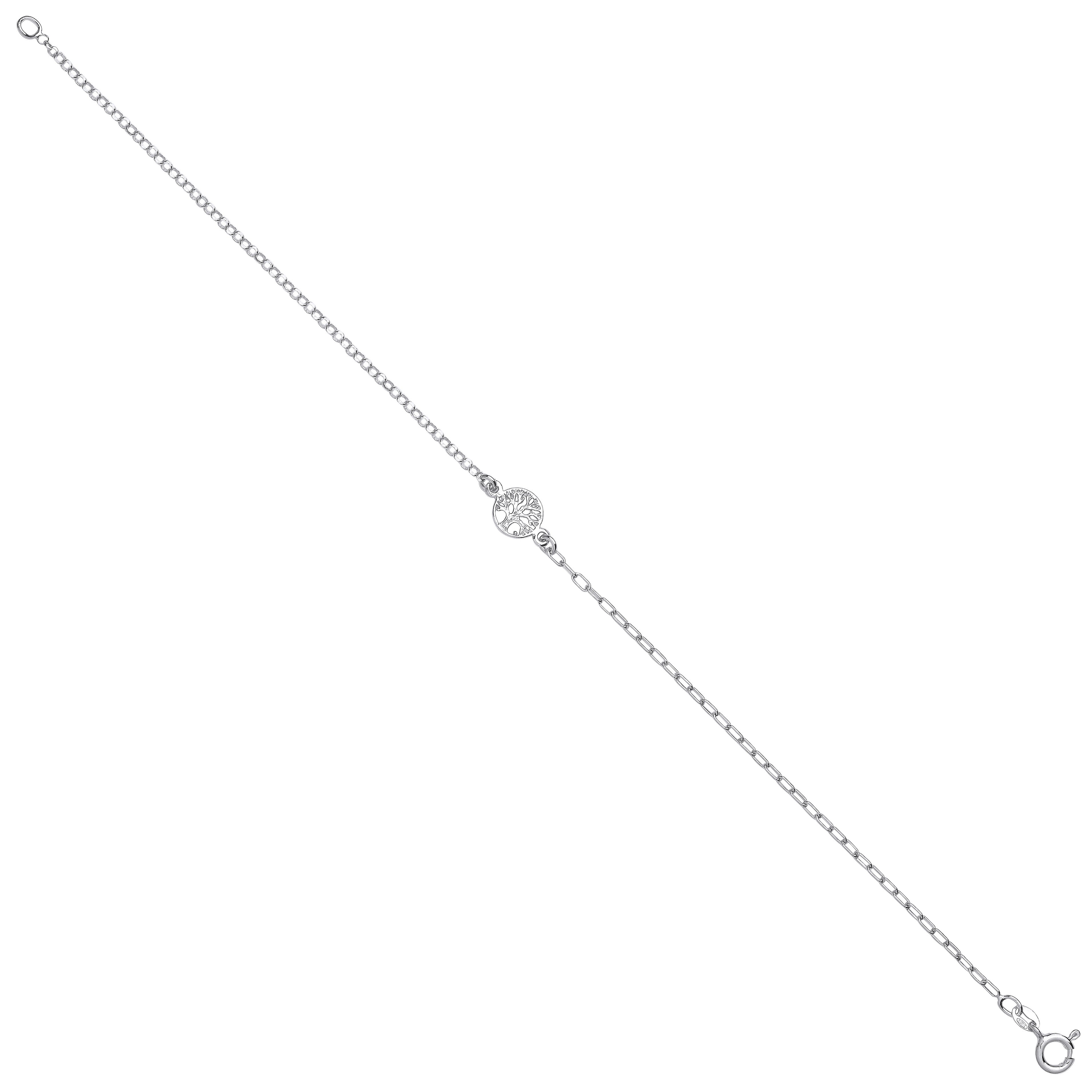 LDS SILVER 10" CZ TREE OF LIFE ANKLET