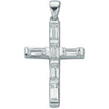 SILVER SMALL BAGUETTE CUT CZ CROSS PENDANT