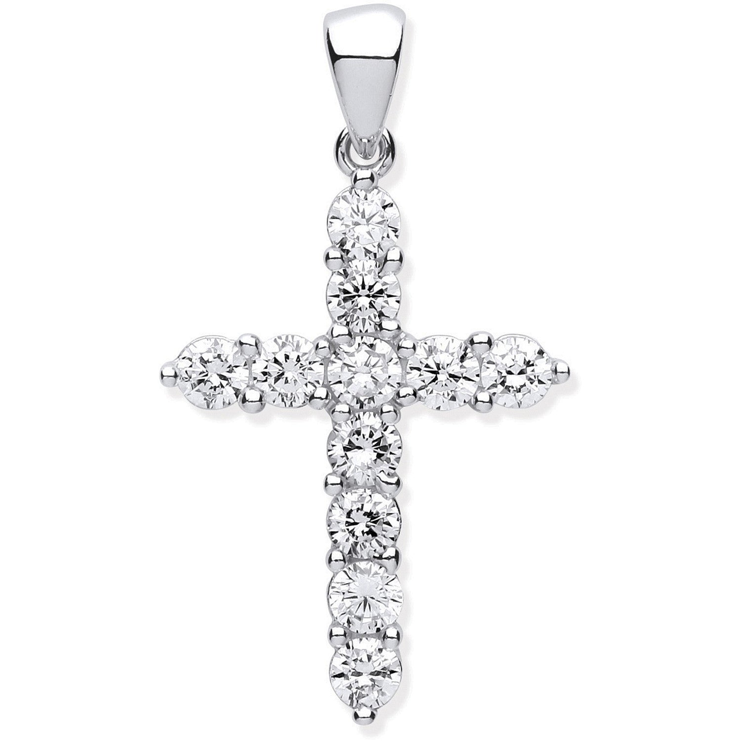SILVER SMALL CZ CROSS PENDANT