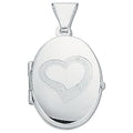SILV OVAL SHAPE HEART ENGR LOCKET