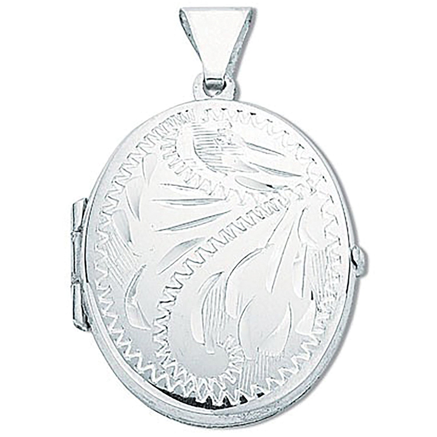 SILVER OVAL SHAPE FULL ENGRVD LOCKET