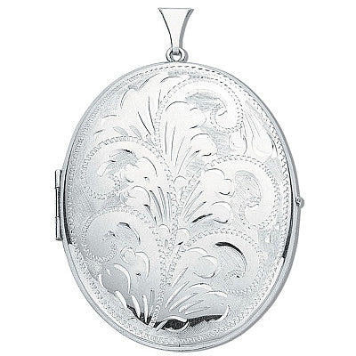 SILVER LARGE OVAL FULLY ENGRVD LOCKET