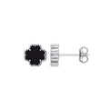 SILVER BLK ENAM 4 LEAF CLOVER STUD EARRINGS
