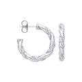 SILV RND PLAIN & RIBBED TWISTED HOOP ERS
