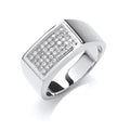 GNTS SILVER RECT CZ PAVE SIGNET RING
