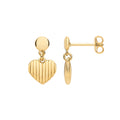 SILVER GOLD PLATED RIBBED HEART DROP EARRINGS