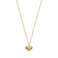 SILVER GOLD PLATED RIBBED HEART PENDANT ON 16" TRACE LINK NECKLET