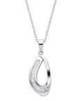 SILVER BAGUETTE CZ OPEN TEAR DROP PENDANT & CHAIN by J Jaz